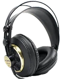 Big headphones with golden cover
