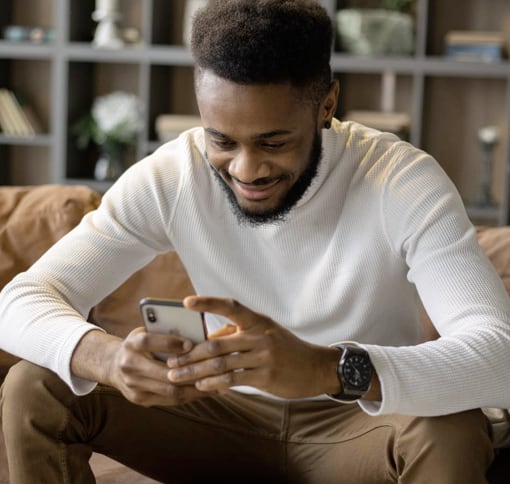 Man texting on handphone